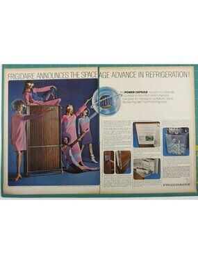 Print Ad Frigidaire 1968 Space Age Refrigerators 2 PG Vintage Mid Century Modern
